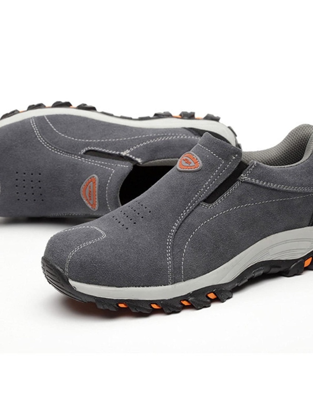 AQX Grey Suede Waterproof Slip-On Steel-Toe Work Safety Shoes Sz 40/US M 7/W 8